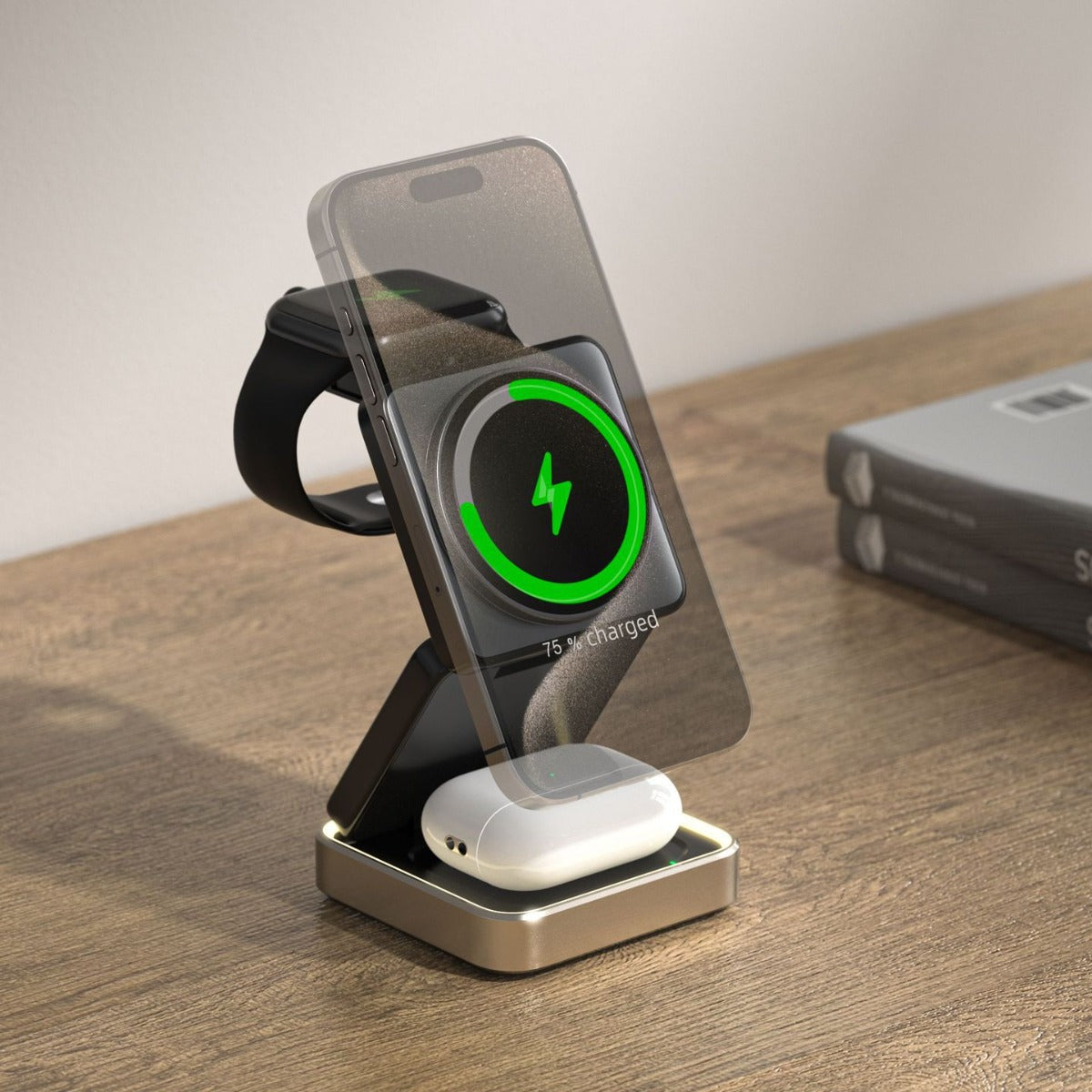 Cross-border new arrival magnetic wireless charger three-in-one fast charge for iPhone15 iPhone earphone watch