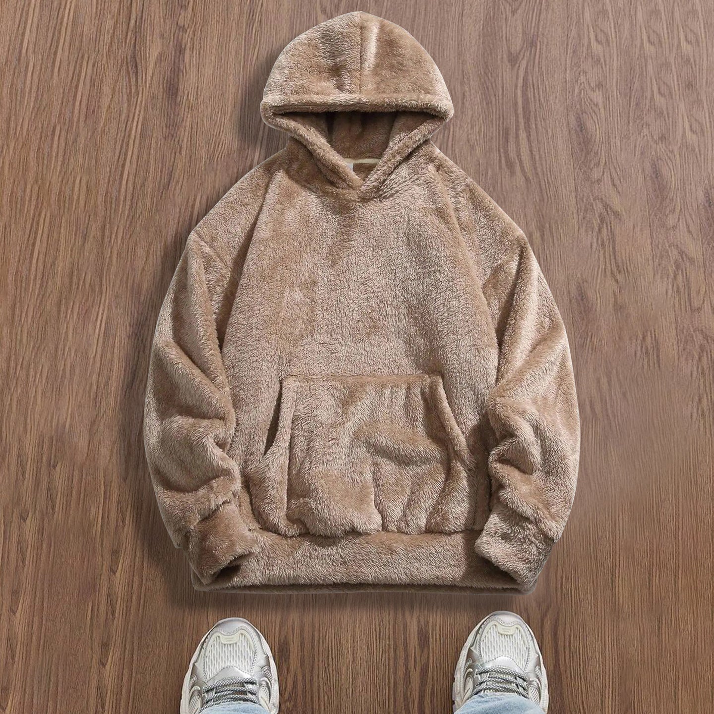 European and American plus size Bejirog hooded sweater men's American fashion brand winter fleece lined padded warm keeping top cross-border foreign trade