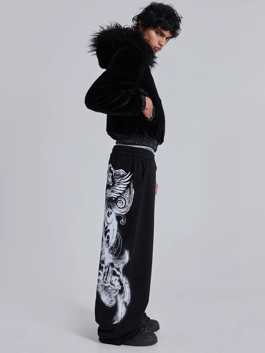 Shop 2026 Wide-Leg Printed Cotton High Waist Sweatpants at USAve Merchandise. Versatile hip hop style pants. Free shipping over $50!