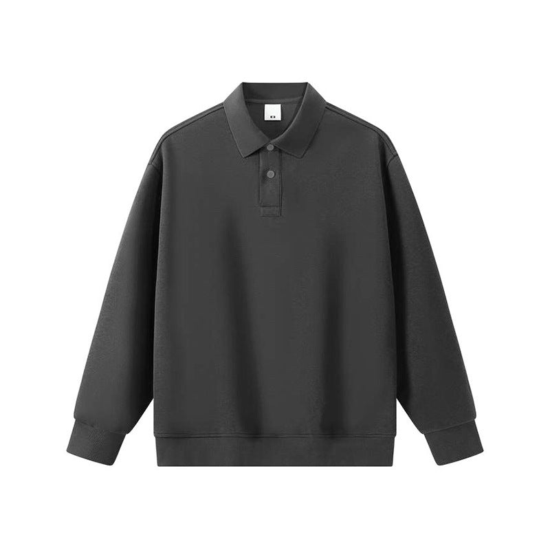 Sparkling Style solid color loose long sleeves polot shirt men's lapel polo shirt cross-border 2026 spring new men's top