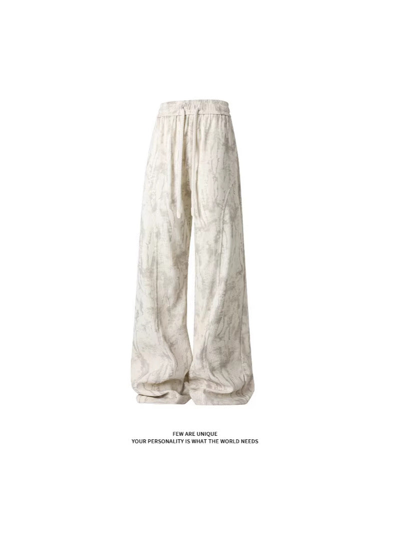 Cross-border 2026 spring new tie-dyed casual pants American retro track sweatpants men's casual long pants men's pants fashion