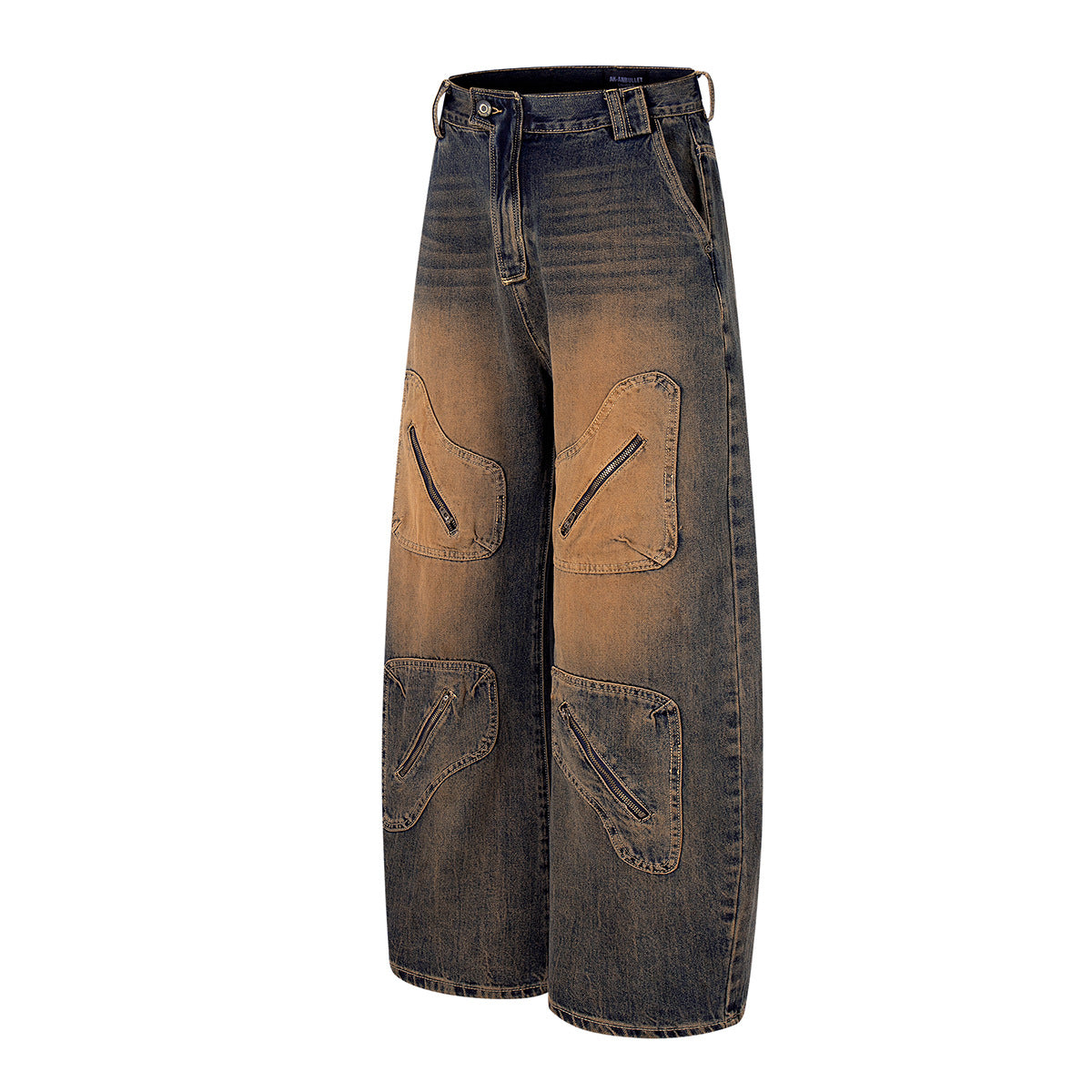 Jiayiku men's clothing 2026 new American high street RO style rust washed jeans loose cargo wide leg pants