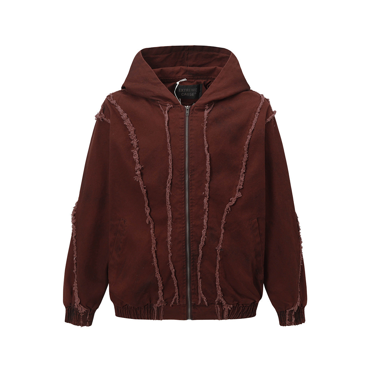 Jiayiku men's clothing 2026 spring and summer new style waste soil style American retro washed frayed stitching hooded jacket jacket