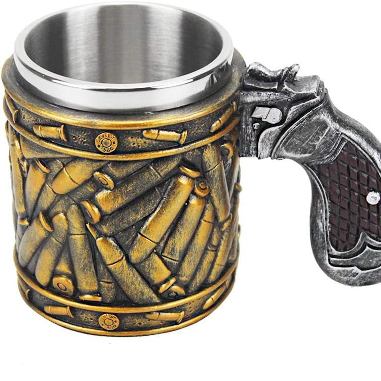 Cross-border hot sale pistol bullet beer steins stainless steel men's coffee cup wine glass Father's Day Christmas gift
