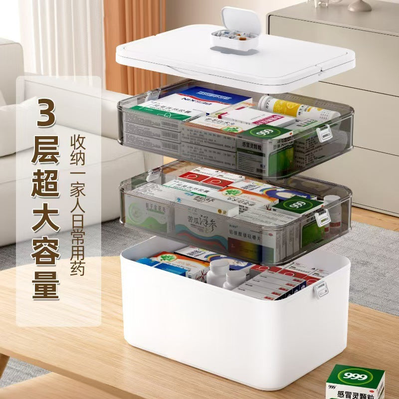 Household emergency first aid kit children emergency medicine large capacity medicine box with lid sealed storage box exclusive for cross-border