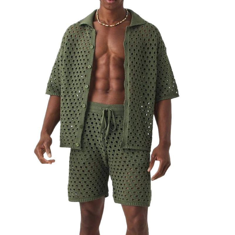 Amazon European and American 2026 cross-border spring and summer new men's casual and comfortable sports knitted suit wholesale