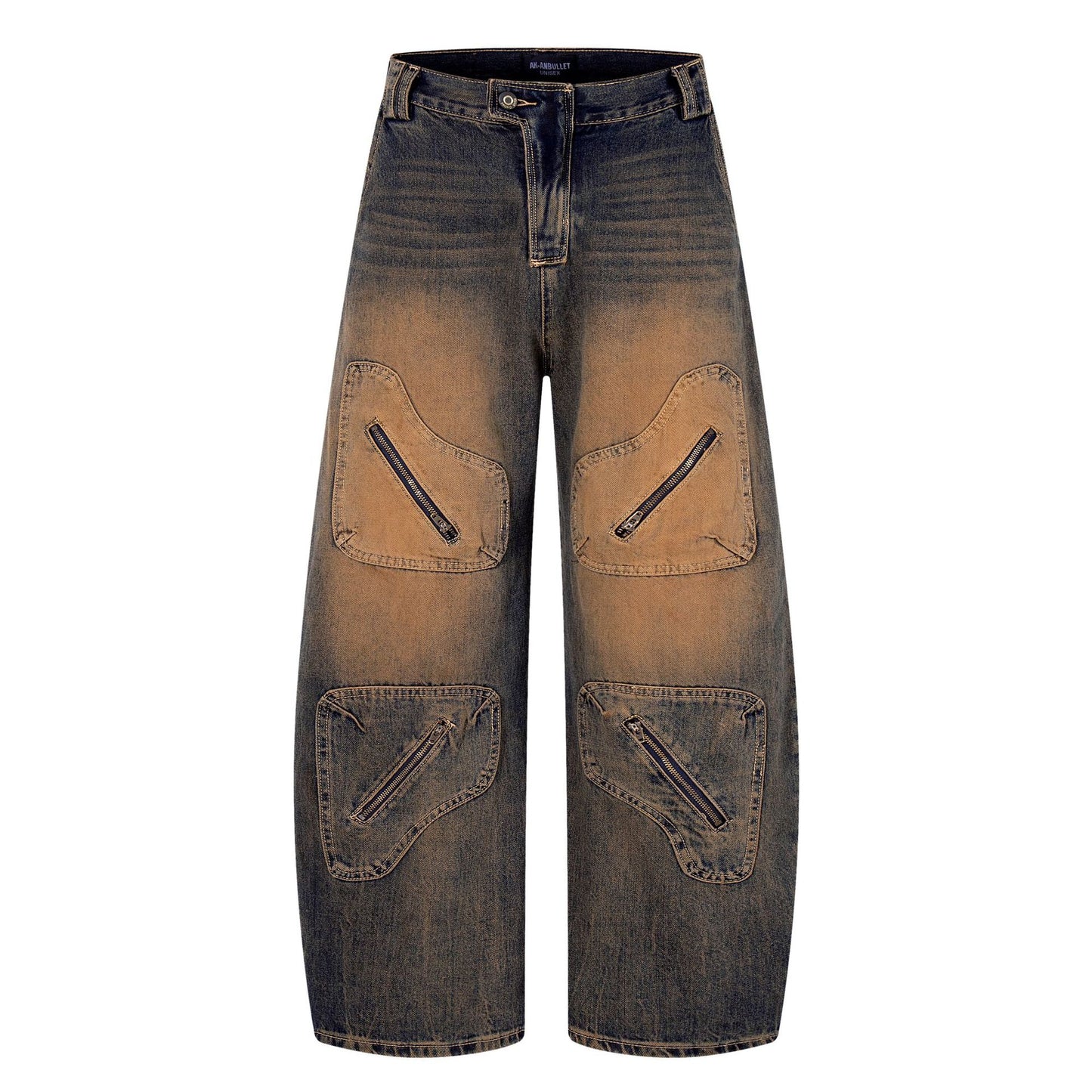 Jiayiku men's clothing 2026 new American high street RO style rust washed jeans loose cargo wide leg pants