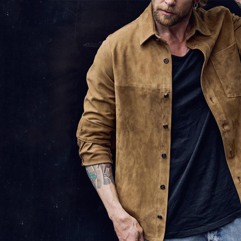 2026 European and American Amazon autumn and winter new men's retro long-sleeved shirt lapel button casual loose shirt