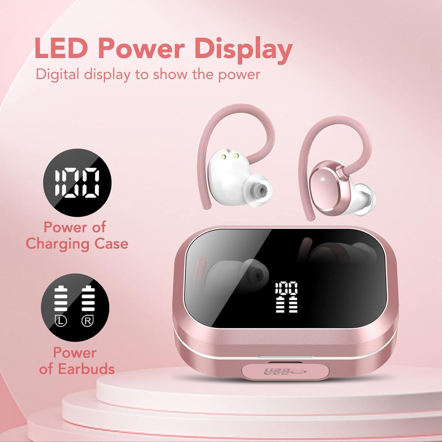 Cross-border new arrival Q25 sports Bluetooth headset TWS ear-mounted digital display noise reduction smart Bluetooth touch true wireless