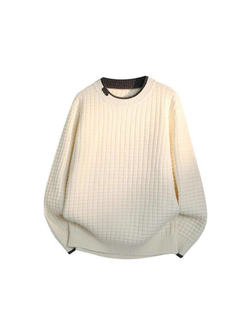 Cross-border Southeast Asian foreign trade delivery 2026 new fake two-piece round neck sweater men's knitwear bottoming shirt top
