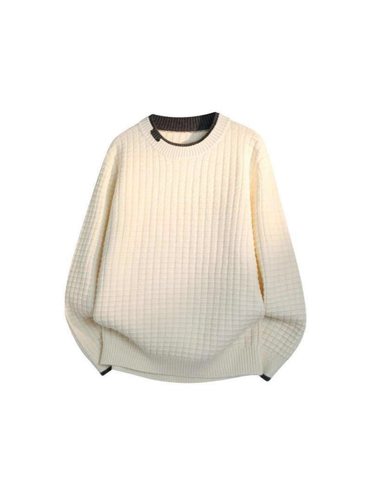 Cross-border Southeast Asian foreign trade delivery 2026 new fake two-piece round neck sweater men's knitwear bottoming shirt top