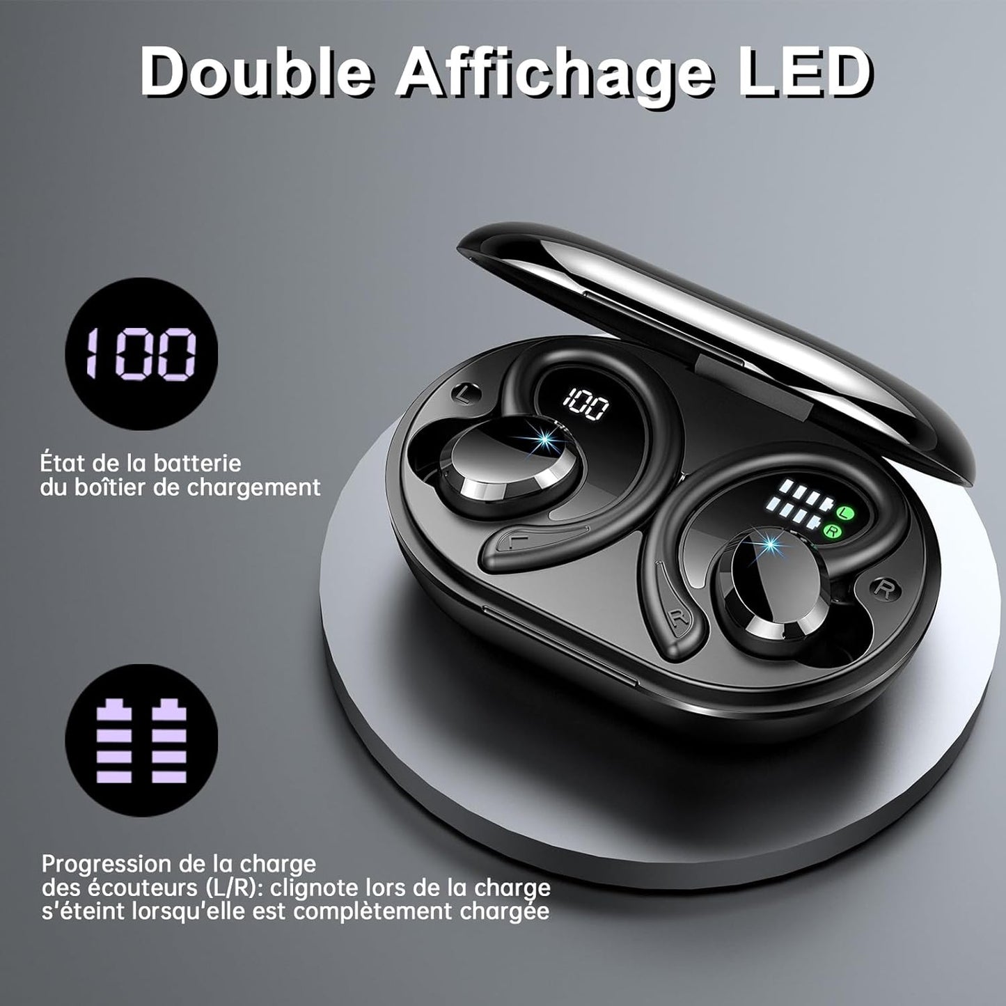 Amazon AliExpress cross-border foreign trade new Q38 ear hook wireless smart 5.2 Bluetooth headset digital display power