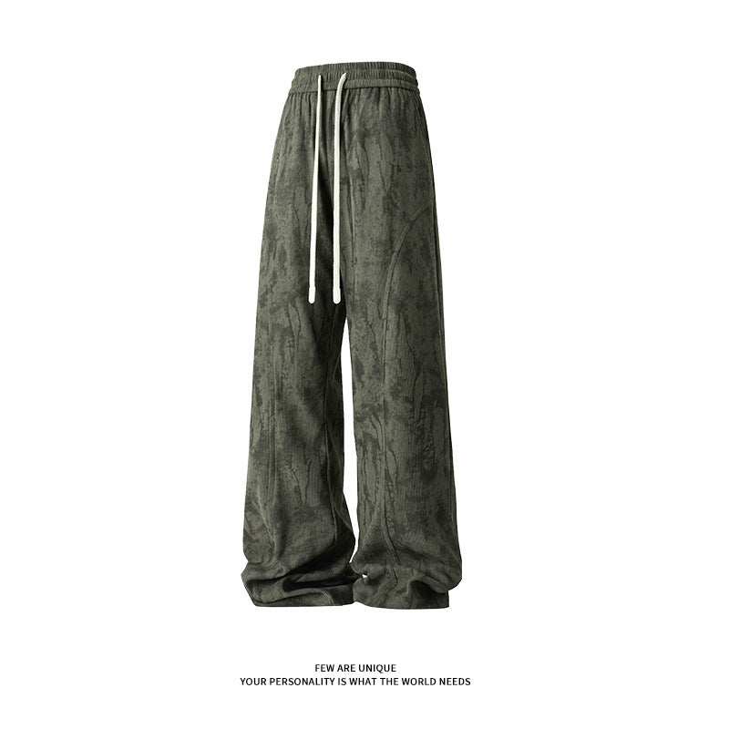 Cross-border 2026 spring new tie-dyed casual pants American retro track sweatpants men's casual long pants men's pants fashion