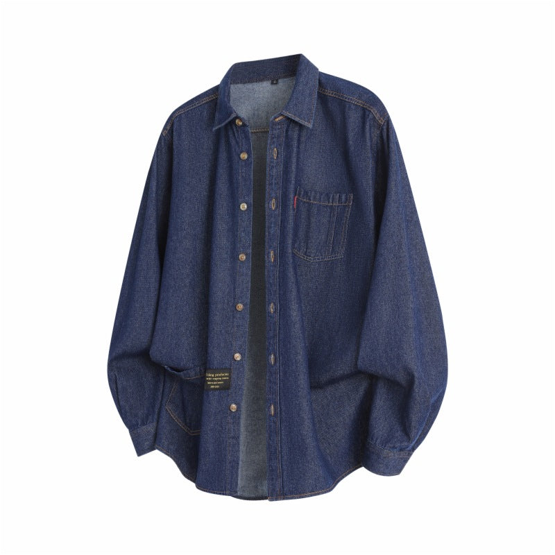 2026 spring new cross-border Men's long-sleeved denim shirt men's loose leisure workwear denim coat top