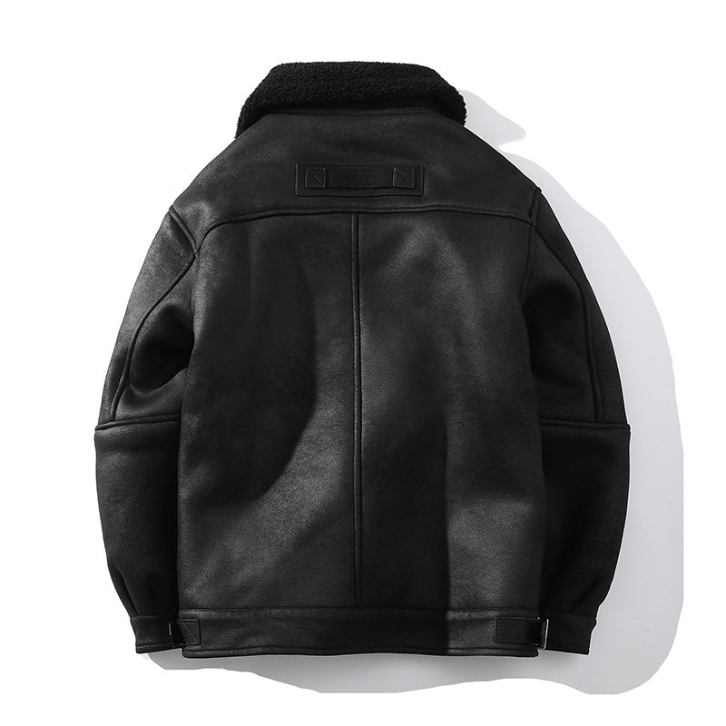 JK2026 cross-border foreign trade new men's lapel oblique pull large size fur integrated fleece padded jacket coat