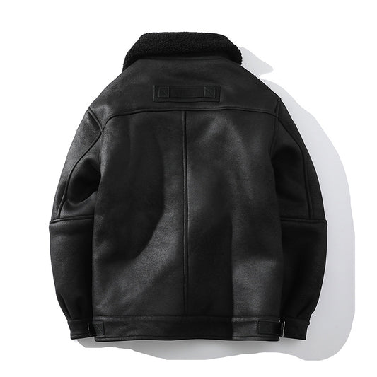 JK2026 cross-border foreign trade new men's lapel oblique pull large size fur integrated fleece padded jacket coat