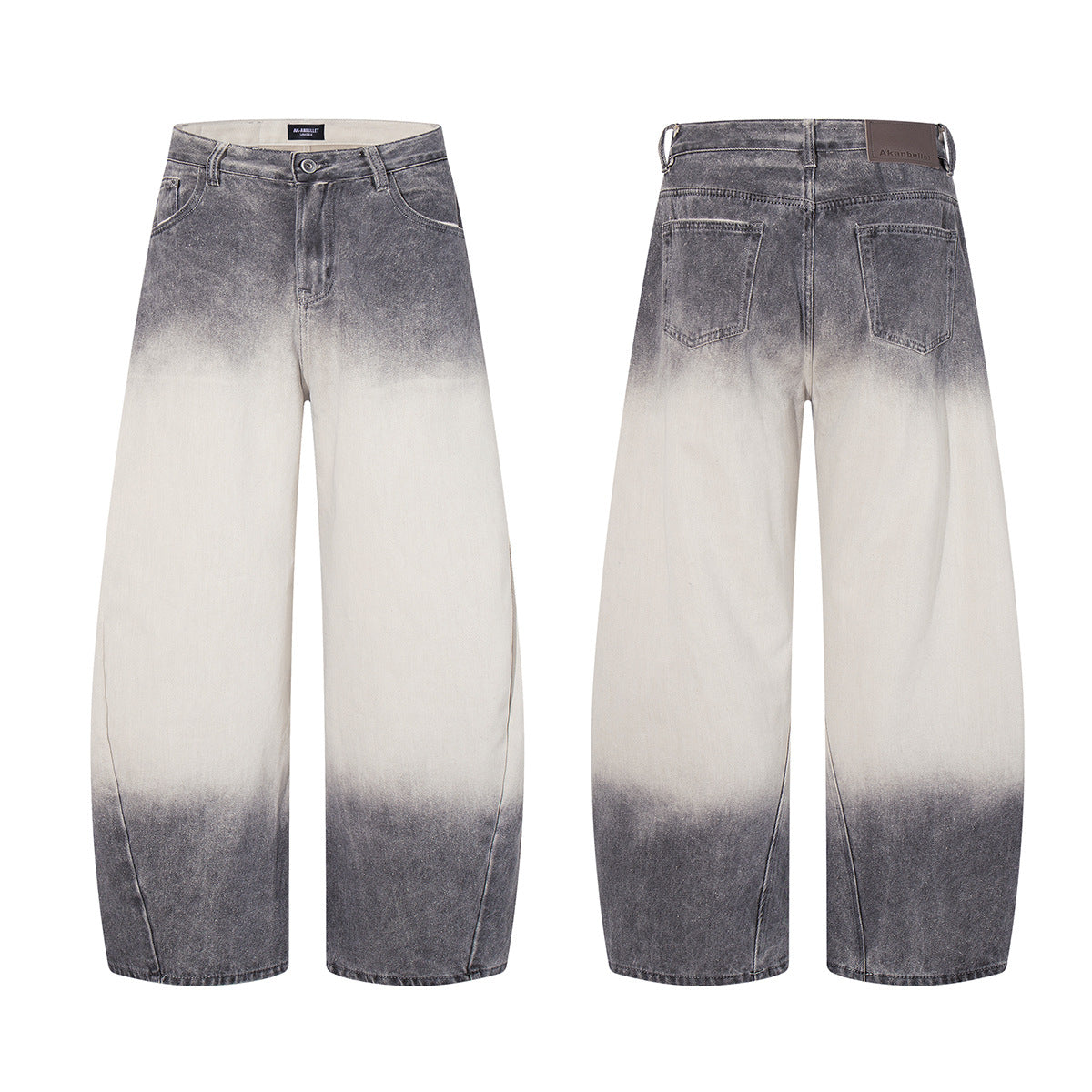Jiayiku men's clothing 2026 new American high street RO style washed gradient jeans personality machete wide leg pants