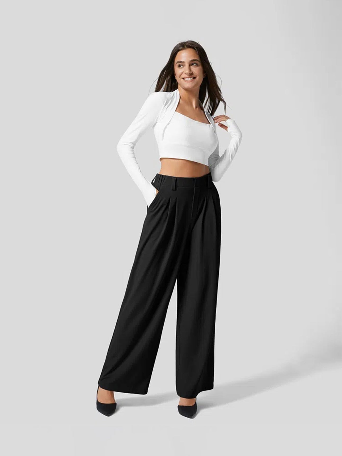 INS popular 2026 cross-border women's clothing European and American comfort and casual cover slim loose suit casual knitted pants