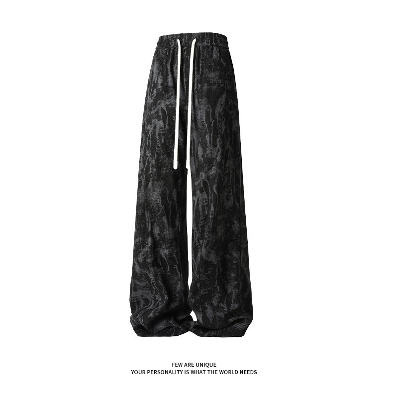 Cross-border 2026 spring new tie-dyed casual pants American retro track sweatpants men's casual long pants men's pants fashion