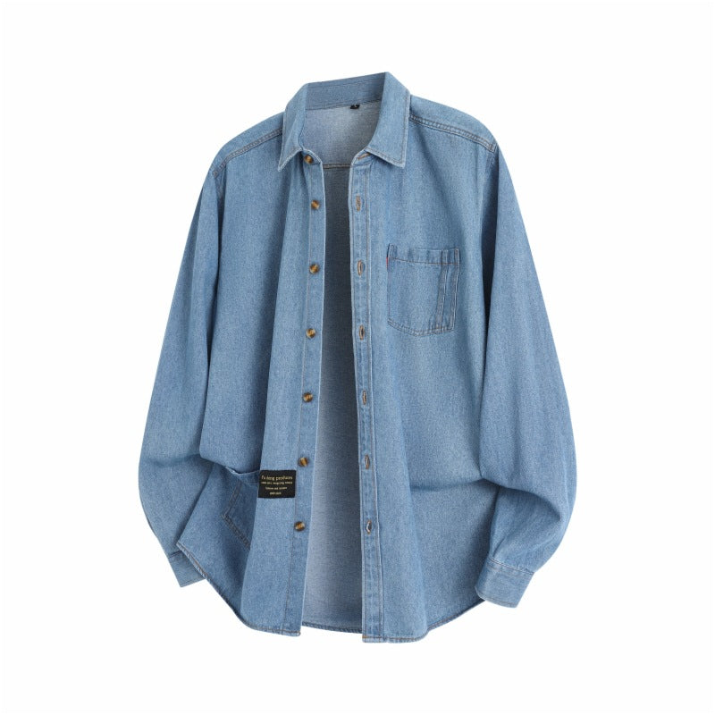 2026 spring new cross-border Men's long-sleeved denim shirt men's loose leisure workwear denim coat top