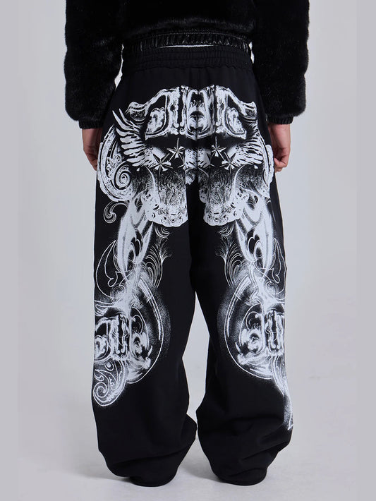 Shop 2026 Wide-Leg Printed Cotton High Waist Sweatpants at USAve Merchandise. Versatile hip hop style pants. Free shipping over $50!