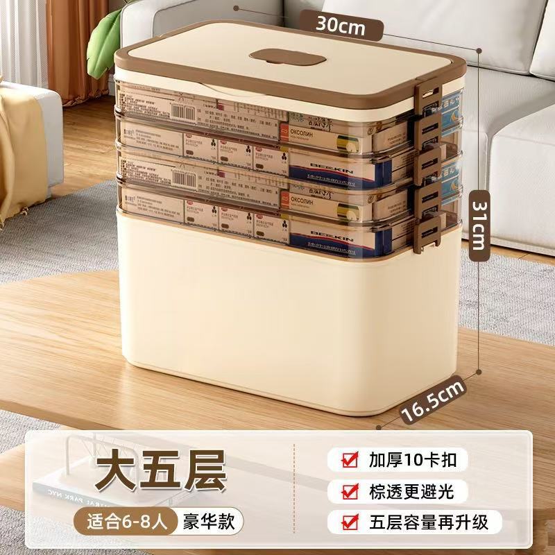 Household emergency first aid kit children emergency medicine large capacity medicine box with lid sealed storage box exclusive for cross-border