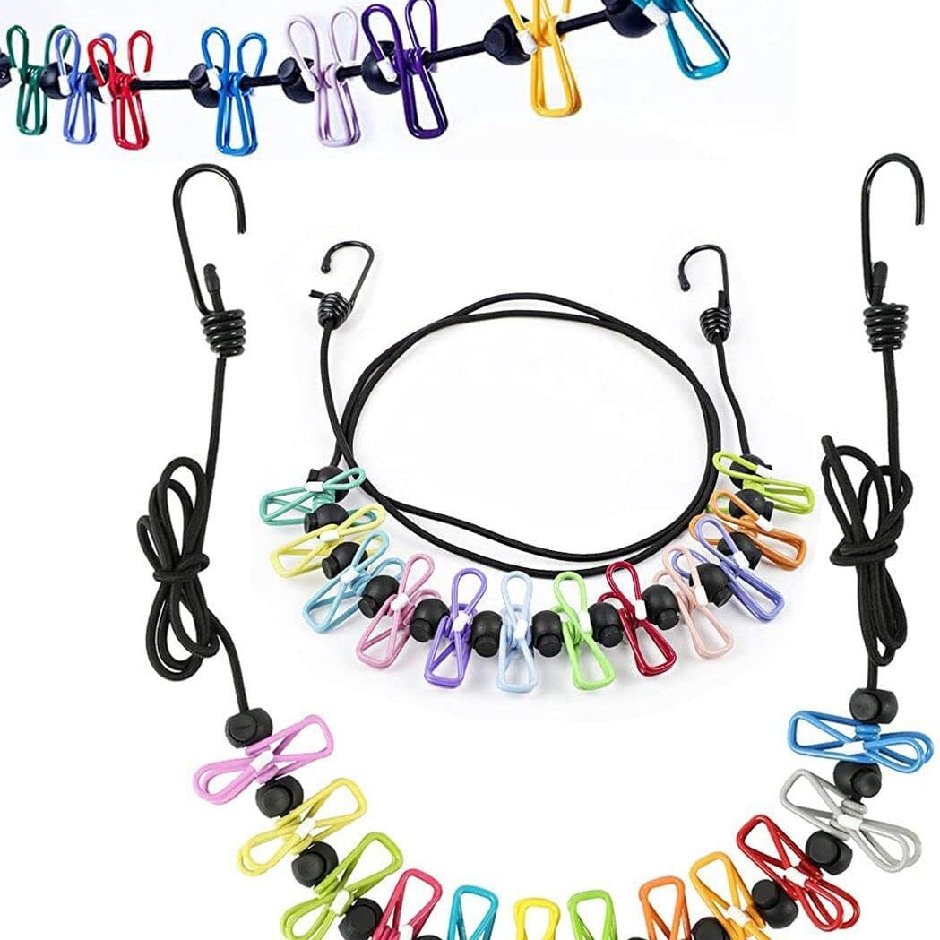 Cross-border 12-clip 1.8 m colorful non-slip clip outdoor portable windproof clothesline multi-functional lanyard