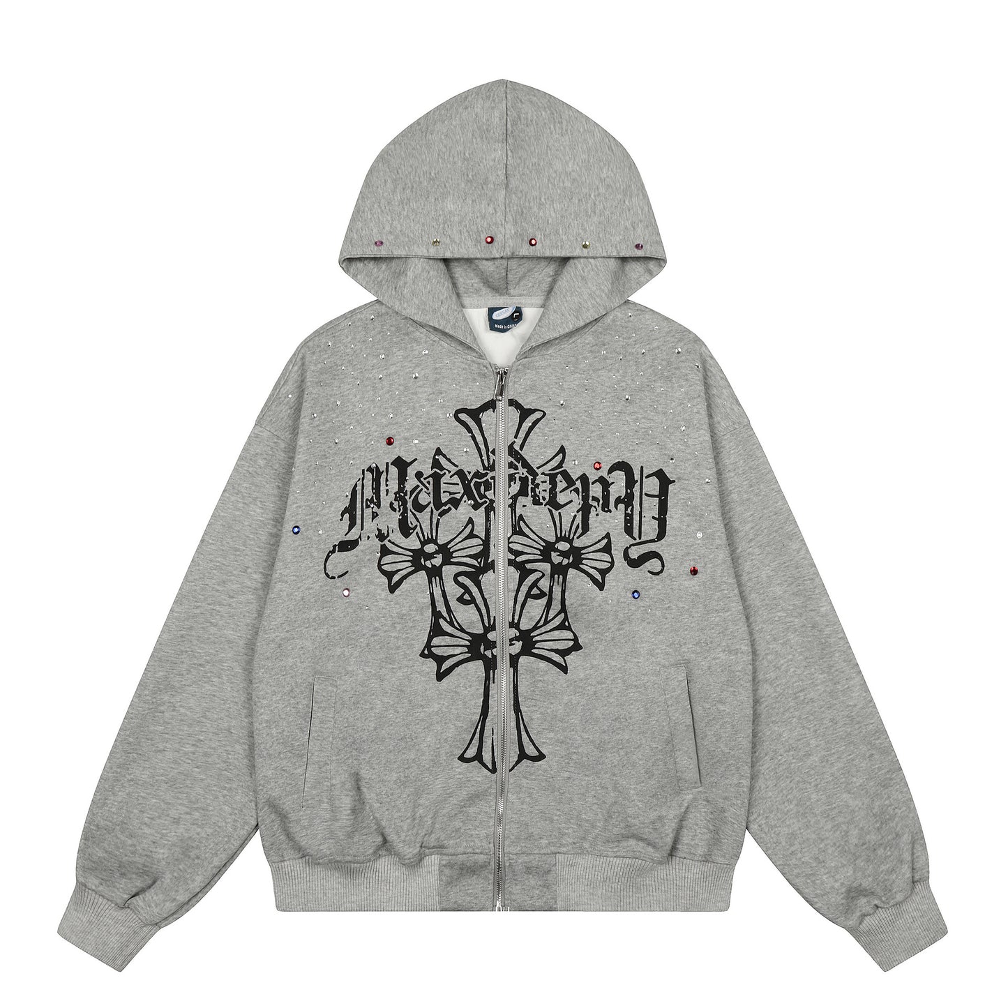 Shop Jiayiku 2026 American Rhinestone Hoodie at USAve Merchandise. Personality cross design zipper sweater. Free shipping over $50!