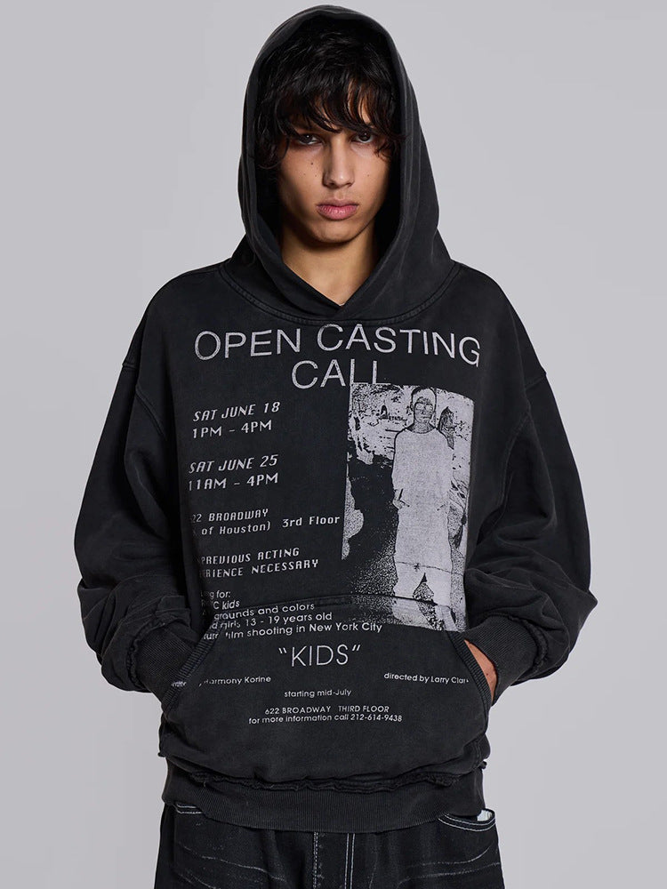 Heavy pullover printed hoodie 2026 new retro men's and women's same hip hop style original design top