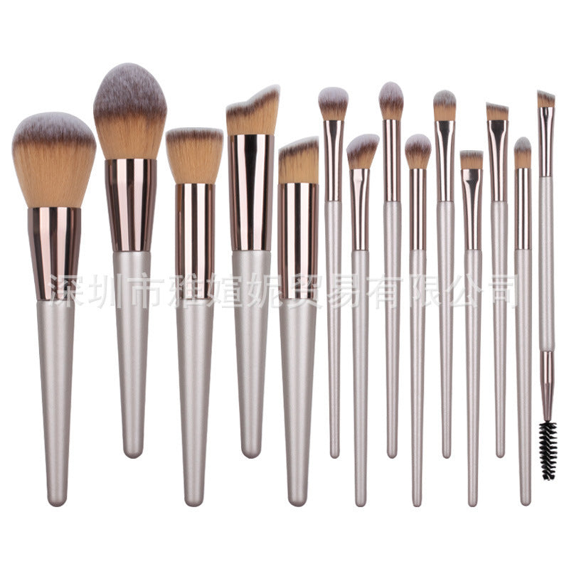 Cross-border factory 18 champagne gold makeup brushes cosmetics Amazon beauty tools eye shadow powder foundation brush brush suit