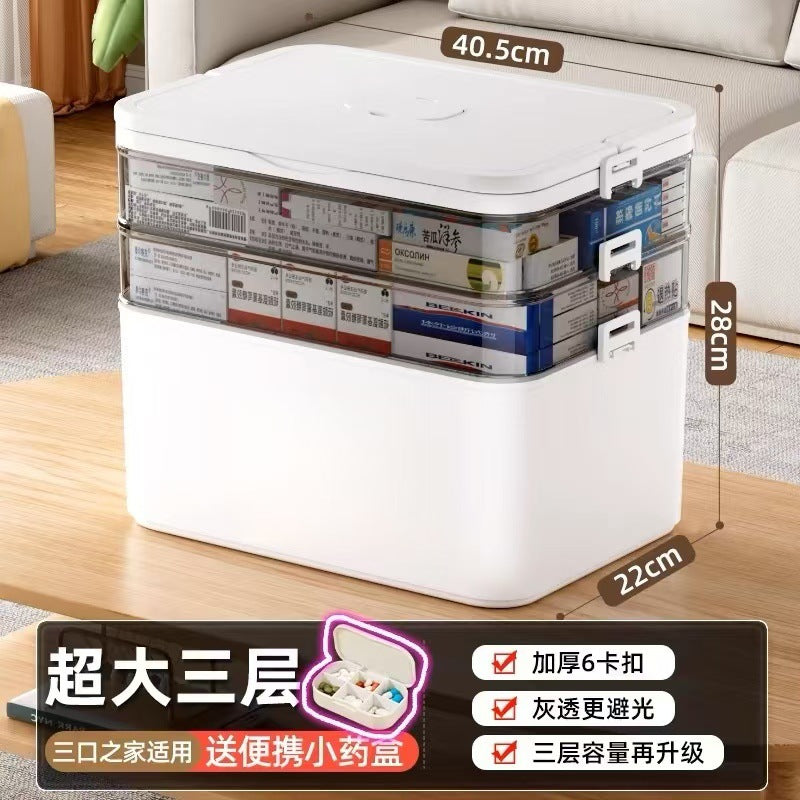 Household emergency first aid kit children emergency medicine large capacity medicine box with lid sealed storage box exclusive for cross-border