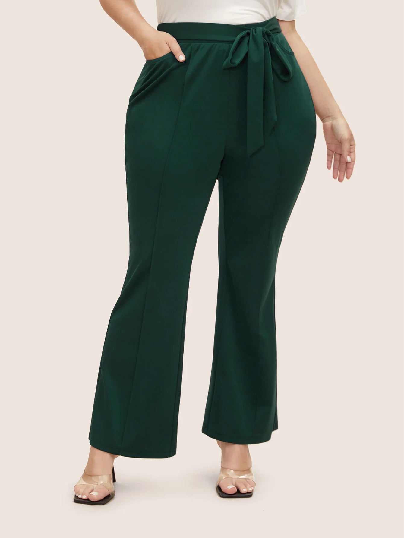 2026 autumn and winter New Amazon foreign trade large size women's clothing all-match commute style casual pants elastic waist flared pants