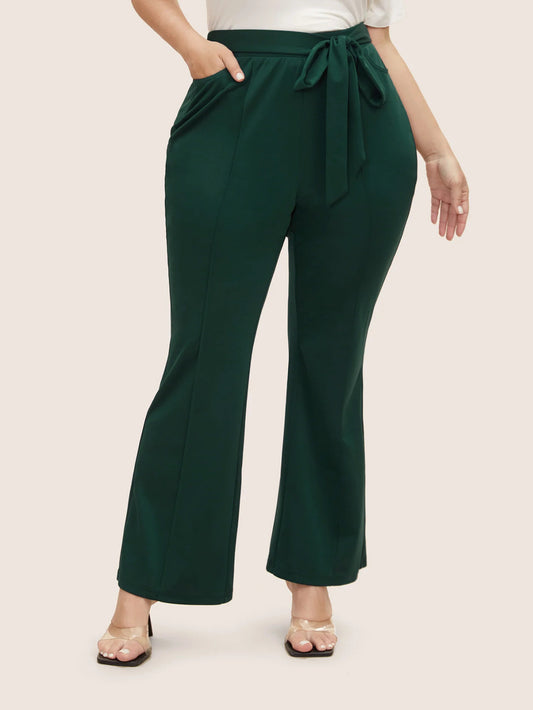 2026 autumn and winter New Amazon foreign trade large size women's clothing all-match commute style casual pants elastic waist flared pants