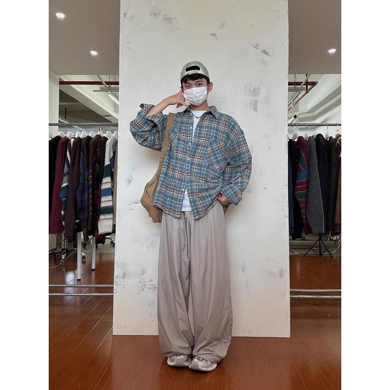 Women's American-style retro plaid shirt spring and autumn fashion brand loose leisure all-matching couple shirt coat