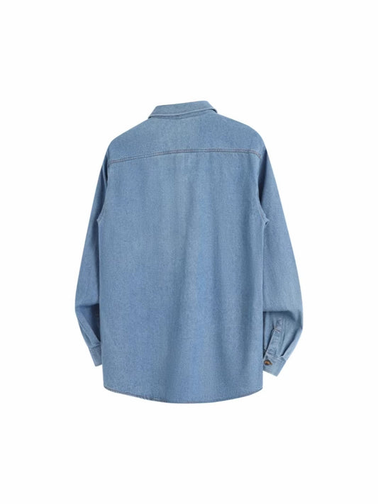 2026 spring new cross-border Men's long-sleeved denim shirt men's loose leisure workwear denim coat top