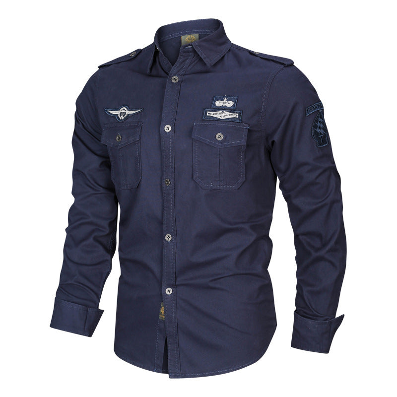 2026 new military fans casual single-breasted tactical shirt long sleeve shirt workwear training men's breathable shirt