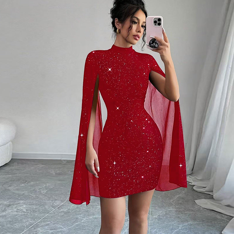 Cross-border European and American elegant style slim dress 2026 New Amazon foreign trade women's clothing hip skirt elastic midi skirt