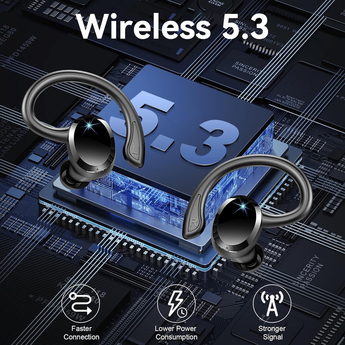 Amazon AliExpress cross-border foreign trade new Q38 ear hook wireless smart 5.2 Bluetooth headset digital display power