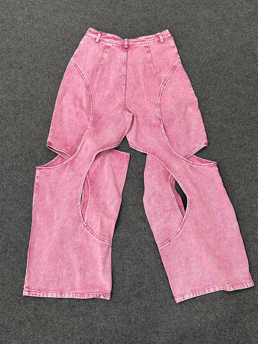 Women's High Waist Baggy Straight Jeans – Distressed Street Style