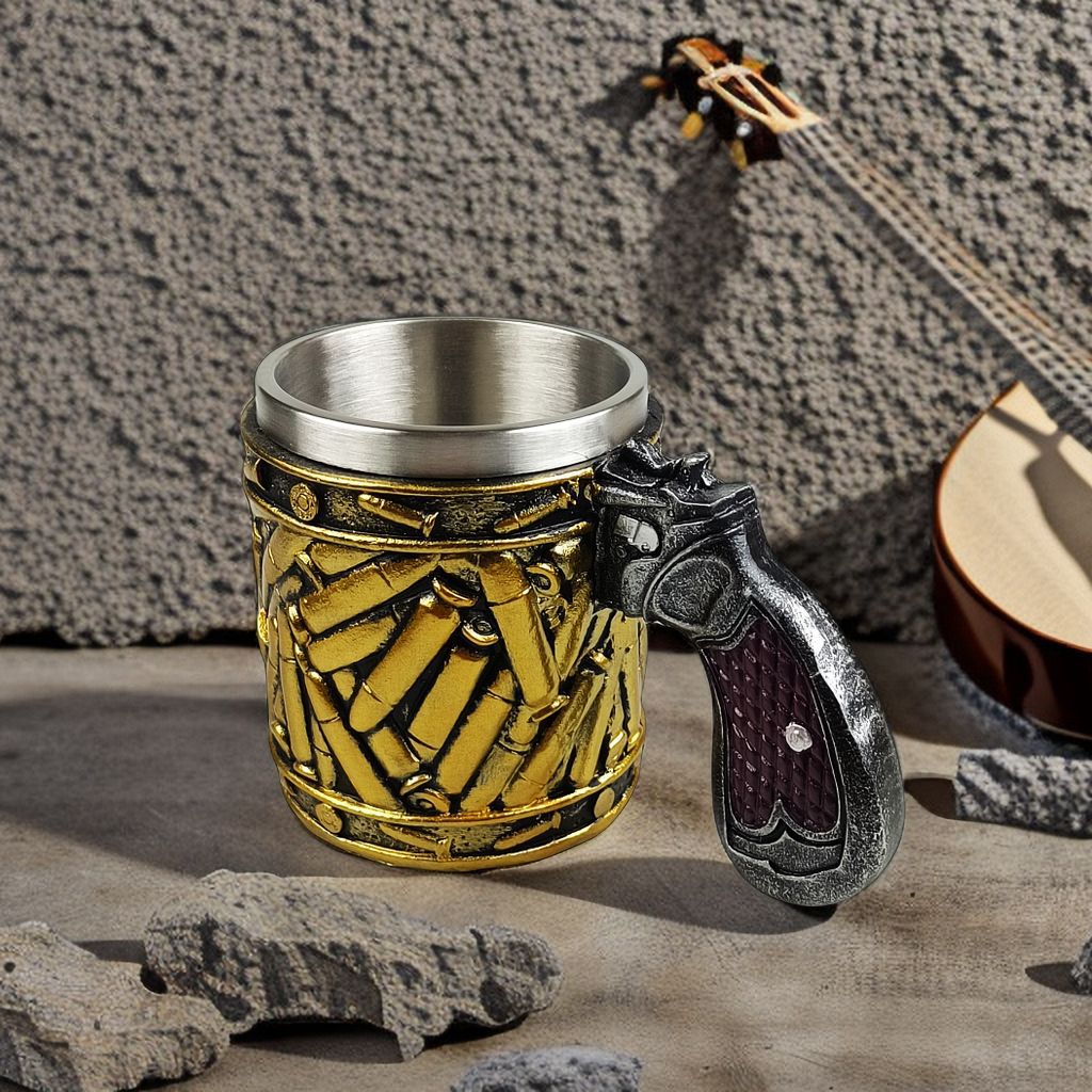 Cross-border hot sale pistol bullet beer steins stainless steel men's coffee cup wine glass Father's Day Christmas gift