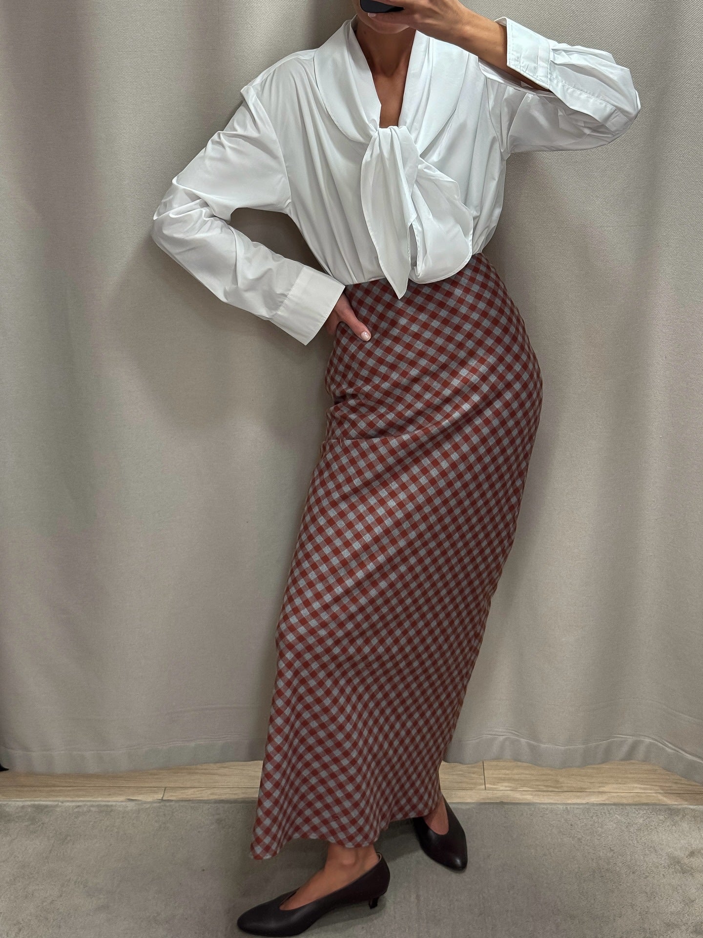 Spring 2026 cross-border new arrival American retro plaid skirt women's high-grade high waist figure flattering sheath fishtail skirt