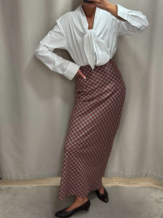 Spring 2026 cross-border new arrival American retro plaid skirt women's high-grade high waist figure flattering sheath fishtail skirt