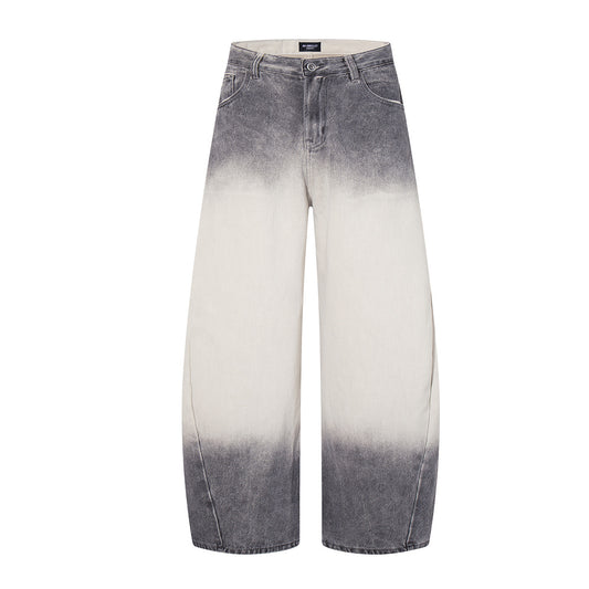 Jiayiku men's clothing 2026 new American high street RO style washed gradient jeans personality machete wide leg pants