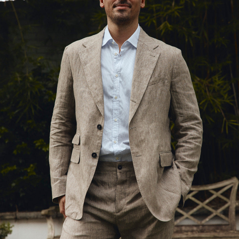 2026 Europe and America cross border casual men's casual light business style jacket fashion polo collar blazer trousers suit