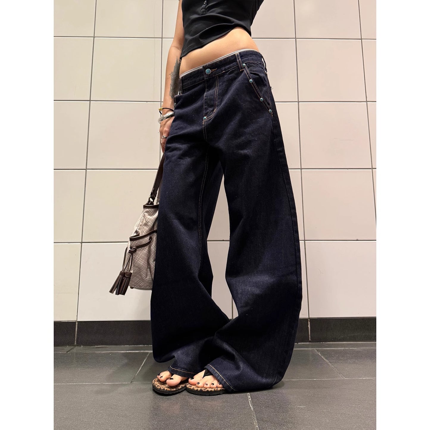 Shop American Retro Turquoise Machete Jeans at USAve Merchandise. A-line straight wide-leg pants. Free shipping over $50!
