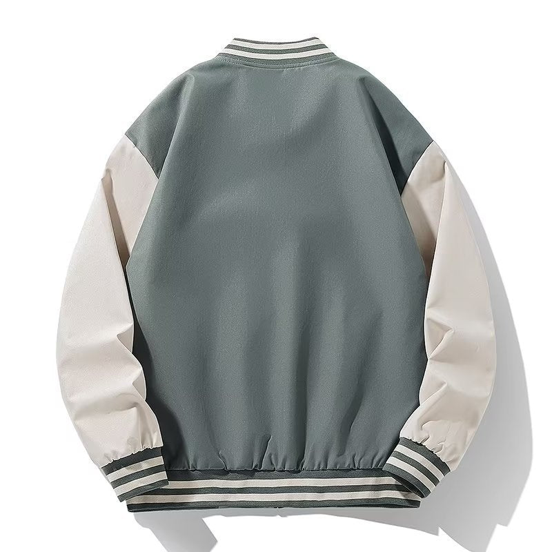 Autumn new men's casual baseball uniform all-match fashion jacket couple baseball collar campus contrast color breathable jacket