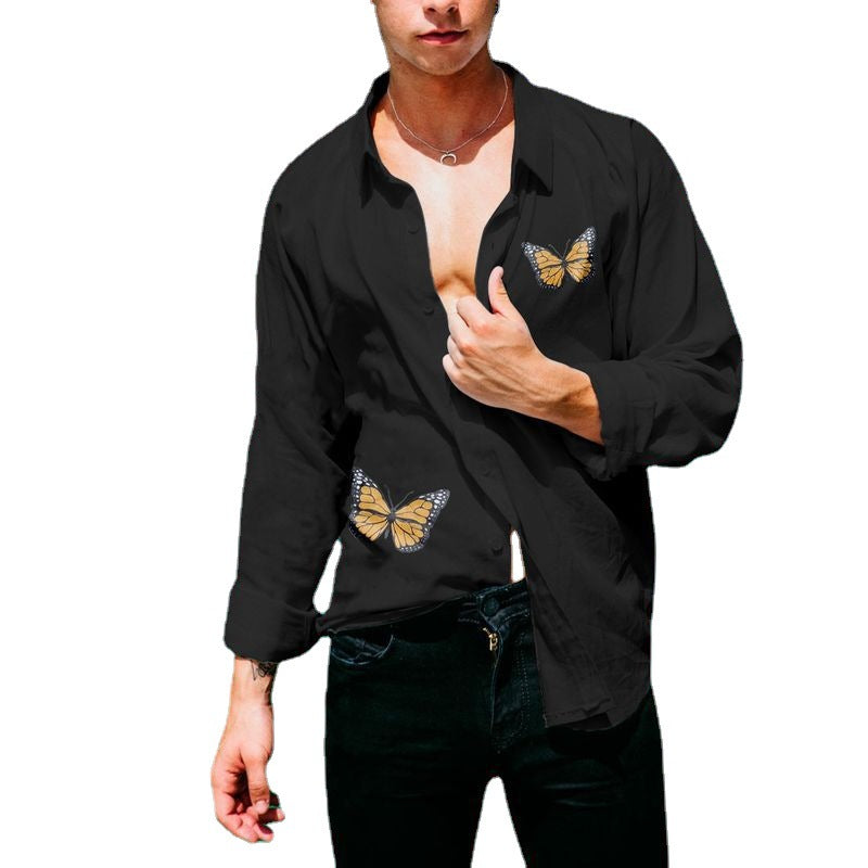 Cross-border 2026 spring and autumn European and American leisure printing lapel men's shirt Amazon new thin coat