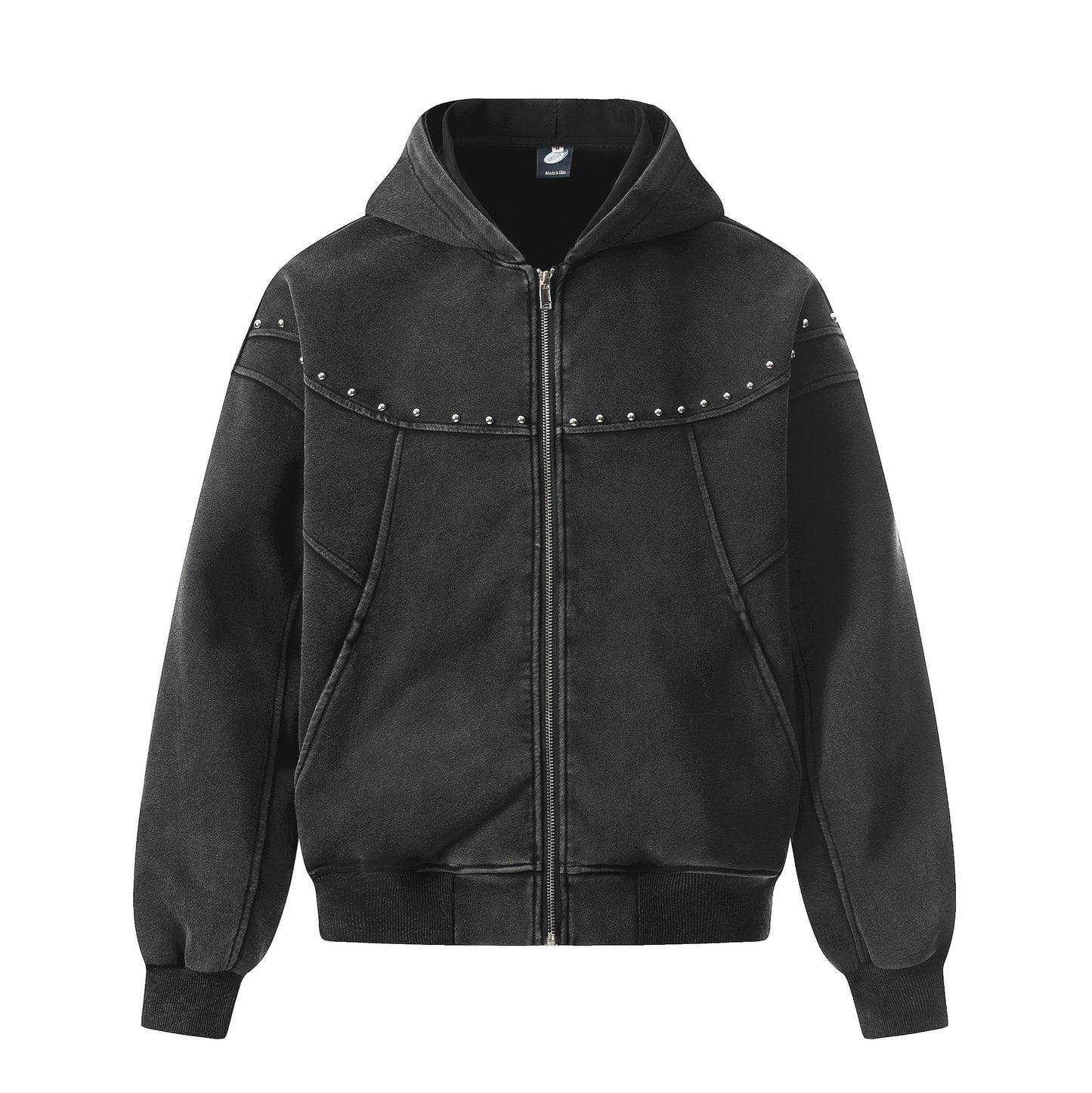 Shop Jiayiku 2026 American Washed Hoodie Coat at USAve Merchandise. Personality rivets design hooded sweater. Free shipping over $50!