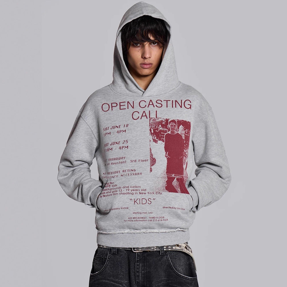 European and American heavy printed hoodie 2026 new retro men's and women's same hip hop style original design top