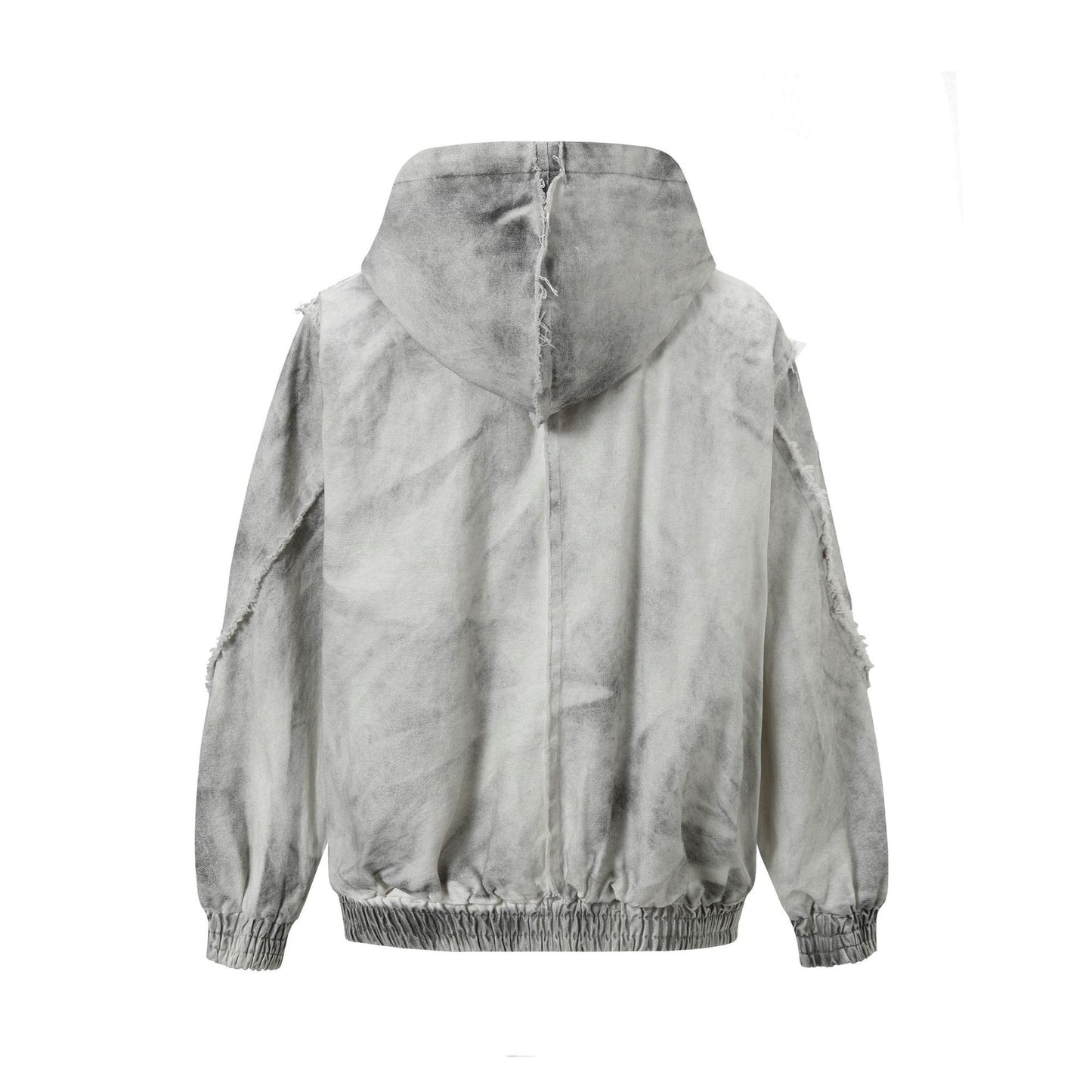 Jiayiku men's clothing 2026 spring and summer new style waste soil style American retro washed frayed stitching hooded jacket jacket